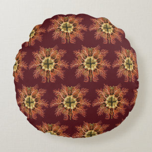 Ernst Haeckel Nautical Tunicate Red Sea Life Art Round Cushion