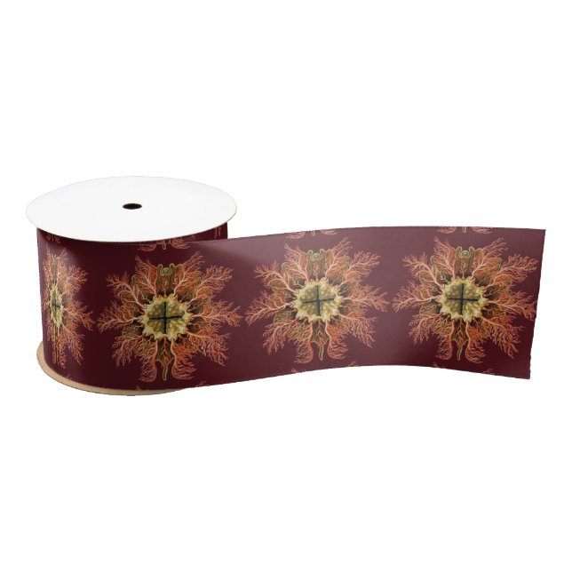 Ernst Haeckel Nautical Tunicate Red Sea Life Art Satin Ribbon (Spool)