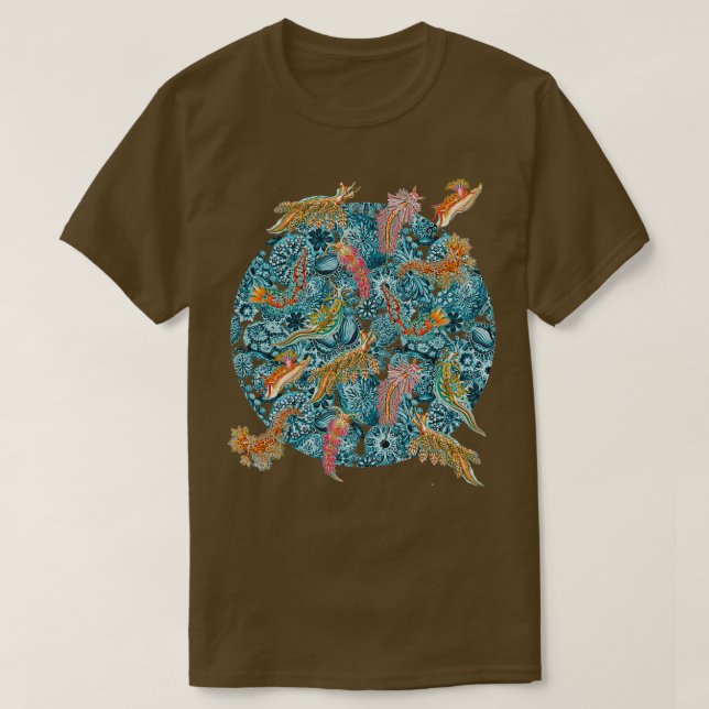 Ernst Haeckel Nudibranch Sea Slugs over Cerulean S T-Shirt (Design Front)