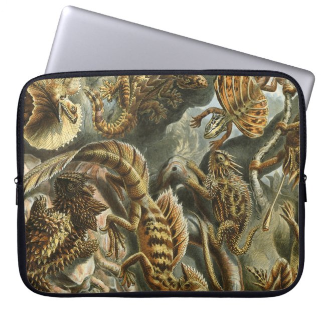 Ernst Haeckel old fashion illustration Lacertilia Laptop Sleeve (Front)
