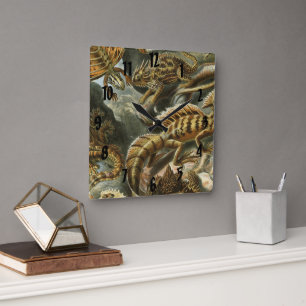 Ernst Haeckel old fashion illustration Lacertilia Square Wall Clock