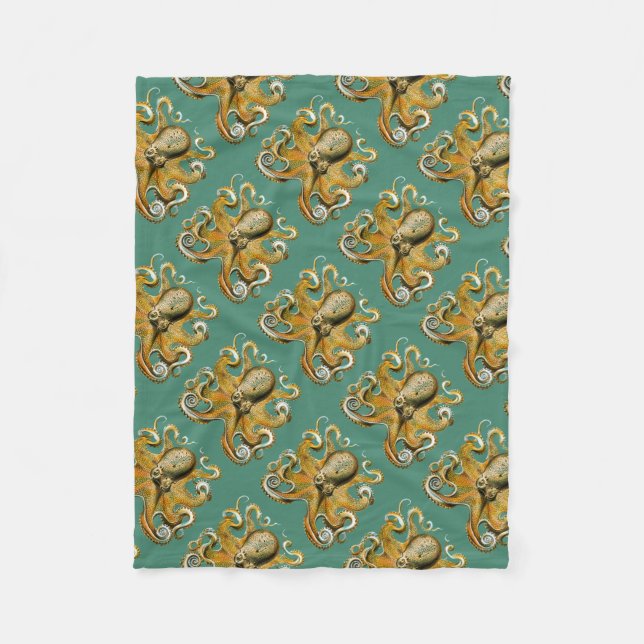 Ernst Haeckel’s Octopus Fleece Blanket (Front)