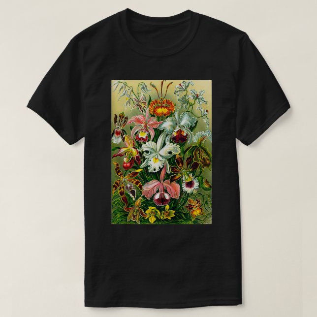 Ernst Haeckel Vintage Biological Botanical Orchid  T-Shirt (Design Front)