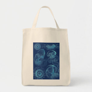 Ernst Haeckel's Leptomedusae (Dark Blue) Tote Bag