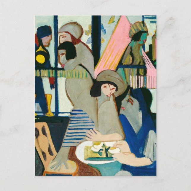 Ernst L. Kirchner, Cafe, Colourful Modern Art Postcard (Front)