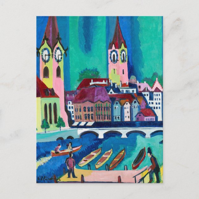 Ernst L. Kirchner - Colourful Cityscape Modern Art Postcard (Front)