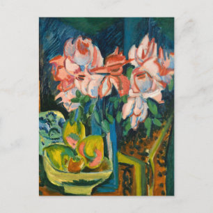 Ernst L. Kirchner, Pink Roses Colourful  Modern Ar Postcard