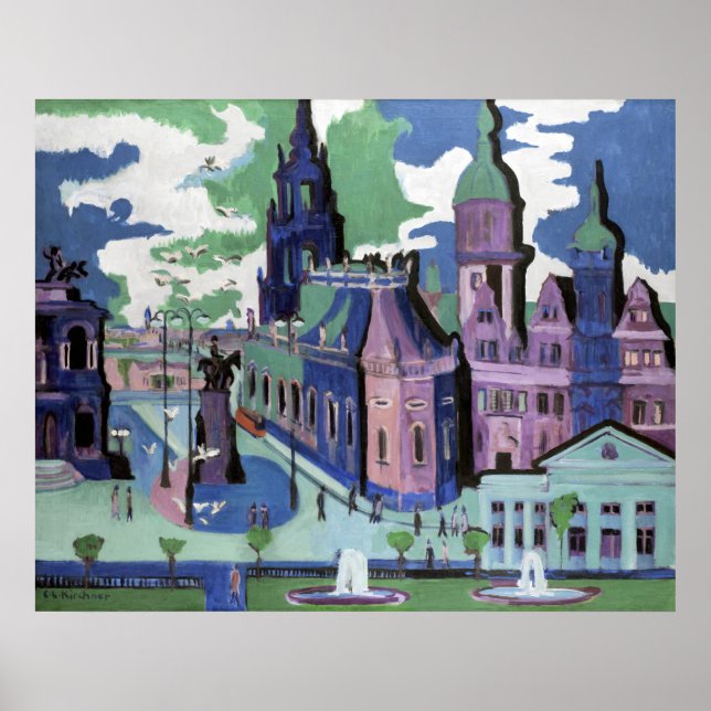 Ernst Ludwig Kirchner View of Dresden Schlossplatz Poster (Front)