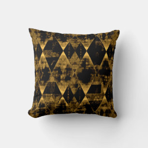 Erratic Gold and Black Diamonds Cushion