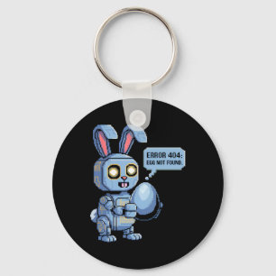 Error 404 Egg Not Found Funny Robotic Easter Bunny Key Ring