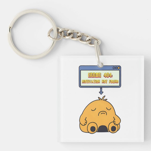 Error 404: Motivation Not Found – Funny Doodle Key Ring (Front)