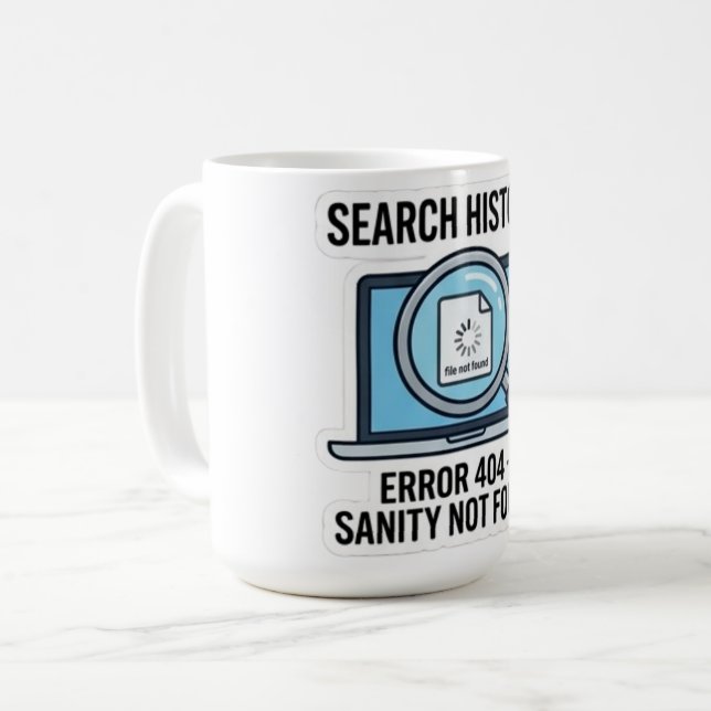 Error 404 Mug - Funny IT Coffee Cup (Front Left)