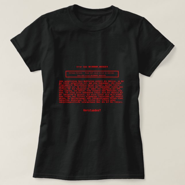 Error Code Guru Meditation Amiga Retro Long Versio T-Shirt (Design Front)