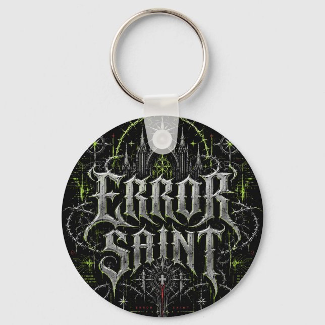Error Saint Gothic Cyberpunk Front & Back Men's Key Ring (Front)
