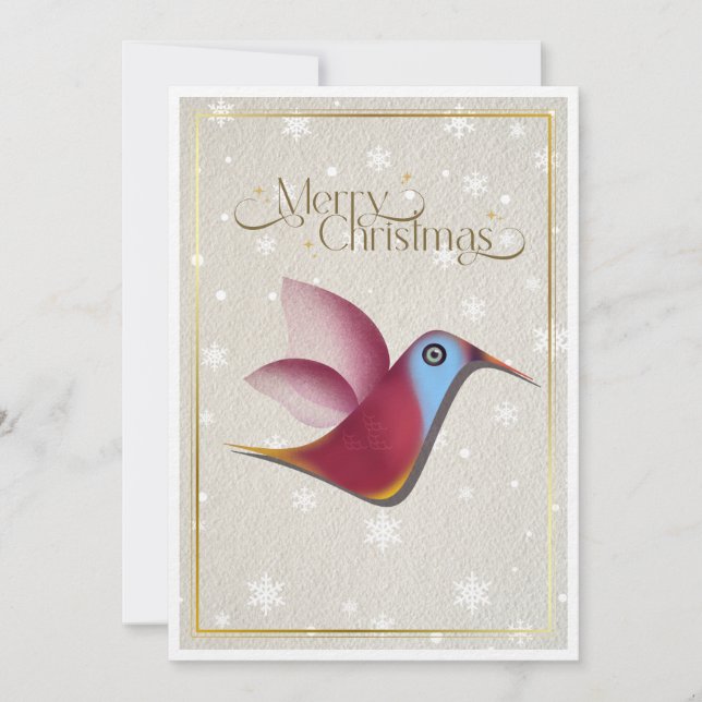 erry Christmas" Hummingbird Holiday Card Stylish (Front)