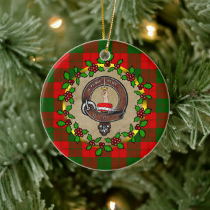 Erskine Clan Badge & Tartan Personalised Xmas Ceramic Ornament