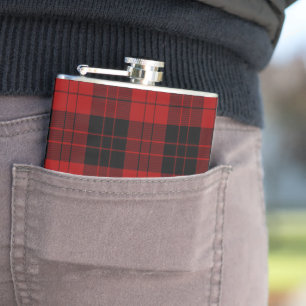 Erskine Clan Tartan Plaid Red Green Hip Flask
