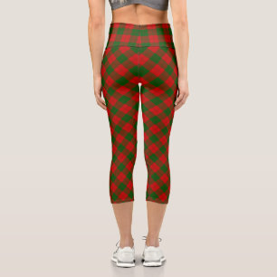 Erskine tartan red green plaid capri leggings