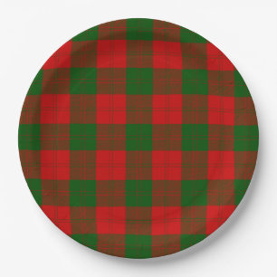 Erskine tartan red green plaid paper plate