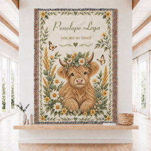 ersonalized Highland Cow Todd Woven Throw Blanket