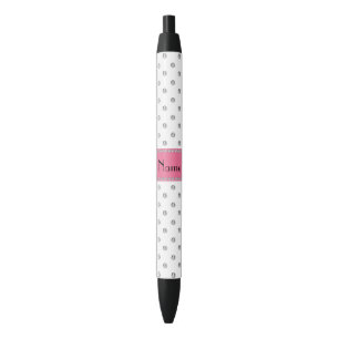 ersonalized name white diamonds light pink stripe black ink pen