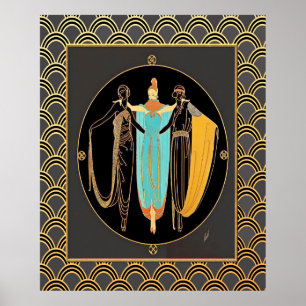ERTE Art Deco Three Ladies Poster