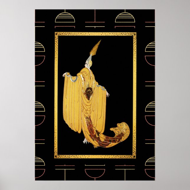 Erte Deco Style Lady Poster - Gold/Yellow (Front)