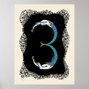 Erté - The Numerals Suite, The Number 3 Poster