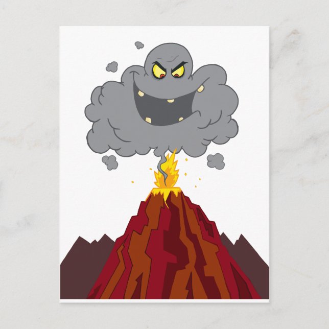 Erupting Of Volcano With Black A Black Cloud Postcard (Front)