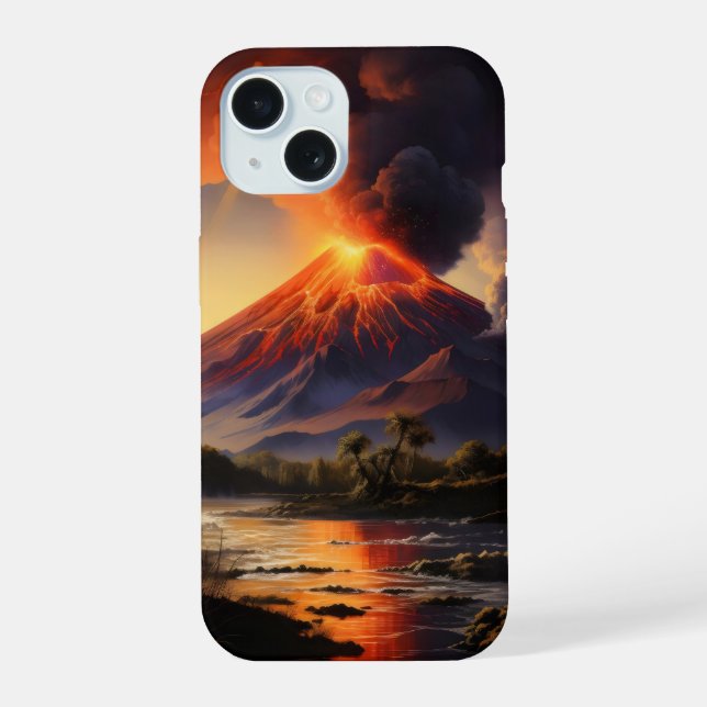 Erupting Volcano iPhone 15 Case (Back)
