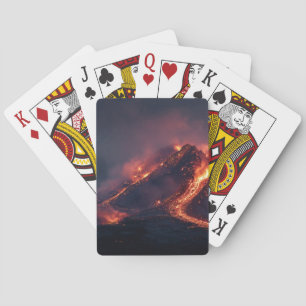 Erupting Volcano Lava Flow Playing Cards