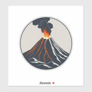 Erupting Volcano Modern Art Illustration