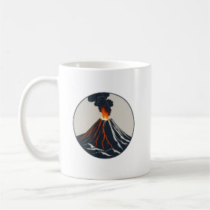 Erupting Volcano Modern Art Illustration Coffee Mug