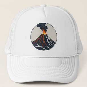 Erupting Volcano Modern Art Illustration Trucker Hat