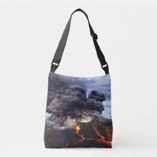 Erupting Volcano on Mountain Crossbody Bag