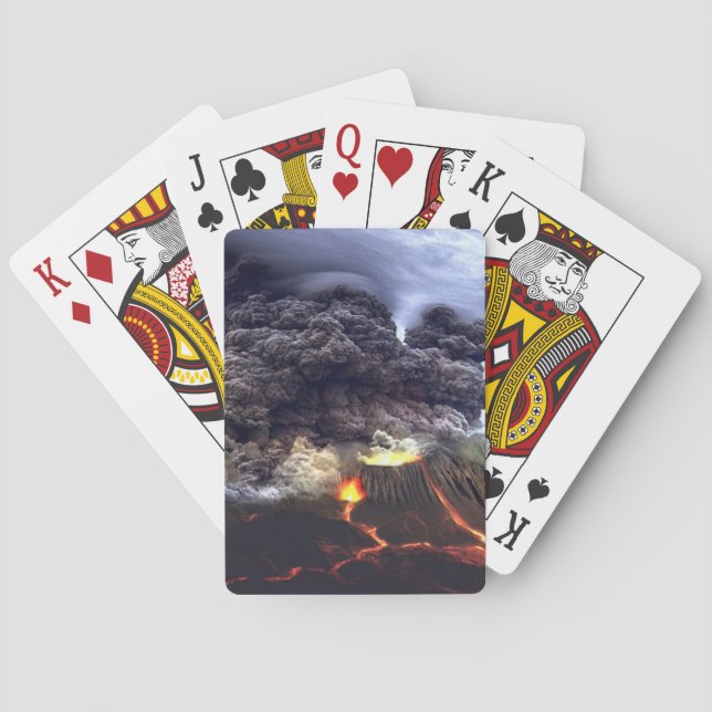 Erupting Volcano on Mountain Playing Cards (Back)