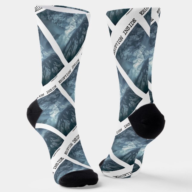 Eruption Inside Mt. Saint Helens Geology Psyche Socks (Angled)