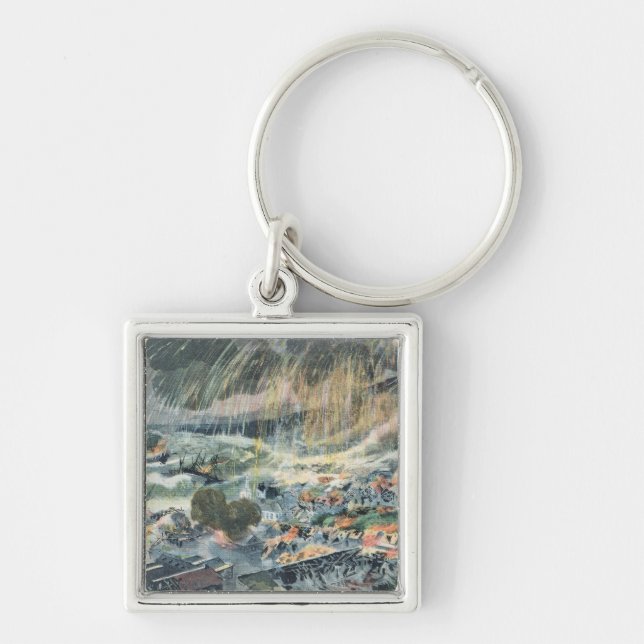 Eruption of a Volcano on Martinique Key Ring (Front)