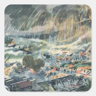 Eruption of a Volcano on Martinique Square Sticker