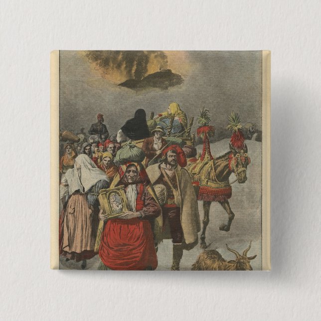 Eruption of Mount Etna 15 Cm Square Badge (Front)