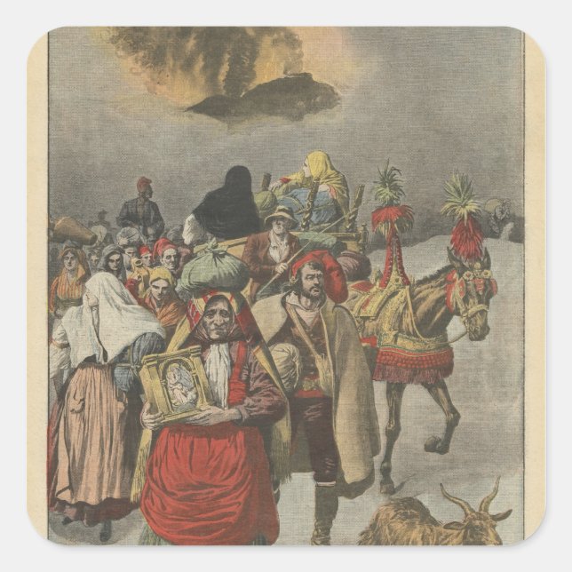 Eruption of Mount Etna Square Sticker (Front)