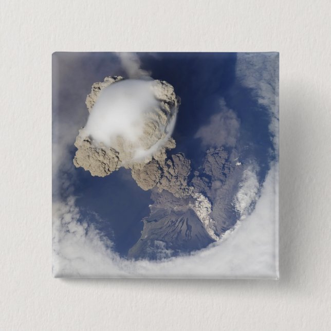 Eruption of Sarychev volcano 15 Cm Square Badge (Front)