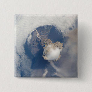 Eruption of Sarychev volcano 2 15 Cm Square Badge
