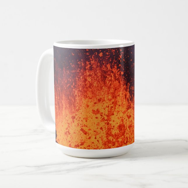 Eruption volcano: fountain lava from crater coffee mug (Front Left)