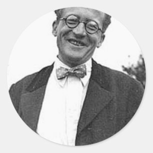 erwin schrodinger classic round sticker