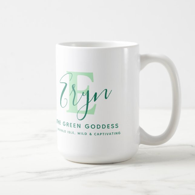 Eryn name meaning monogram E green Coffee Mug (Right)