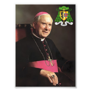 Erzbischof Marciel Lefebvre mit Wappen Photo Print