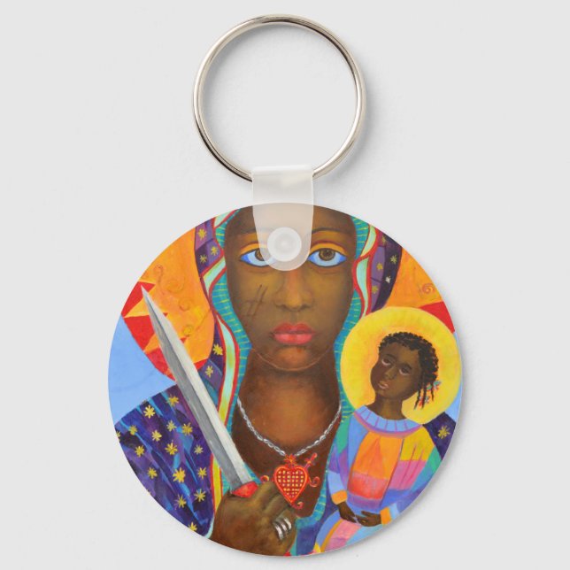 Erzulie Dantor Black Madonna Voodoo New Orleans Key Ring (Front)