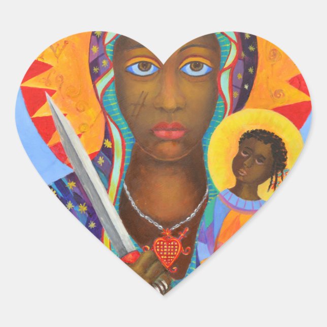 Erzulie Dantor Voodoo Love Goddess Religion Haiti Heart Sticker (Front)