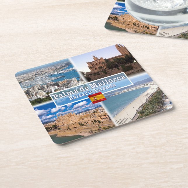ES Balearic Islands - Mallorca - Palma - Square Paper Coaster (Angled)